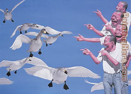 Big Swans painting - Yue Minjun Big Swans art painting